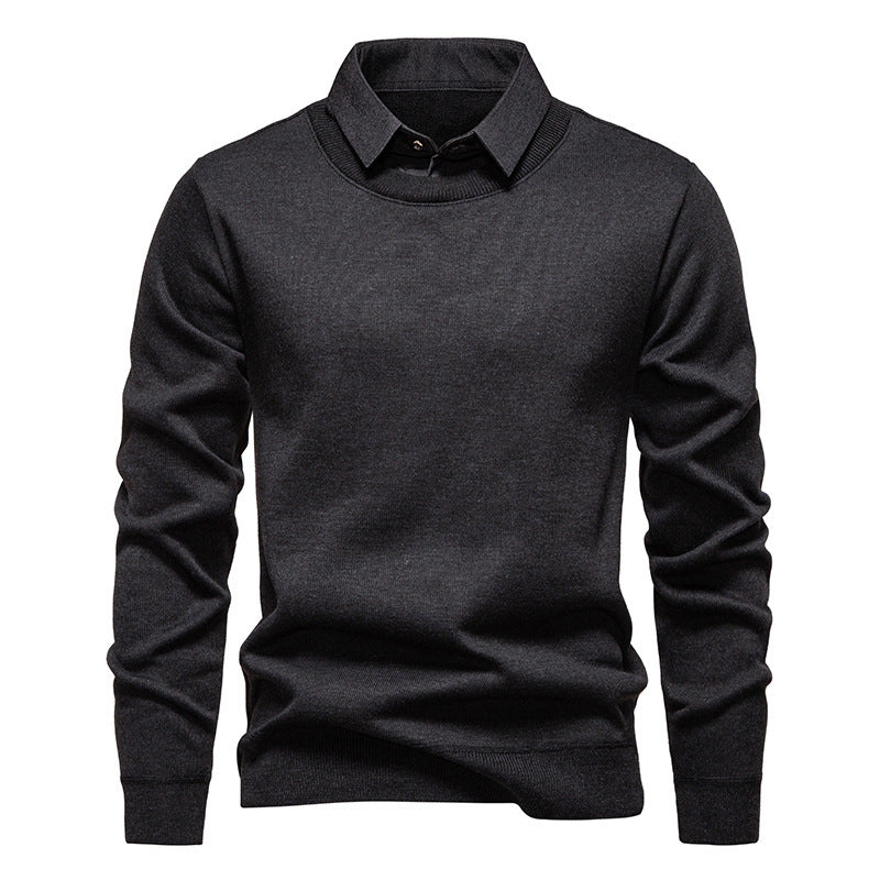 Herren nan Feinstrickpullover mit integriertem Hemdkragen und schmaler Silhouette Echo Archiv