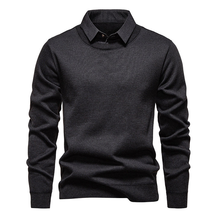 Herren nan Feinstrickpullover mit integriertem Hemdkragen und schmaler Silhouette Echo Archiv