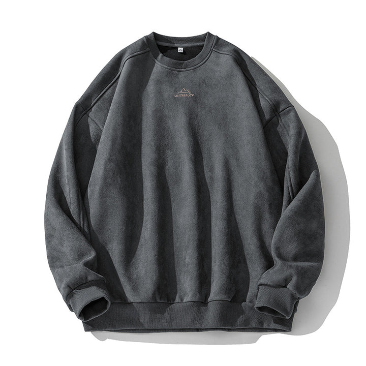 Unisex Oversize Rundhals-Sweatshirt mit minimalistischer Bergstickerei Echo Archiv
