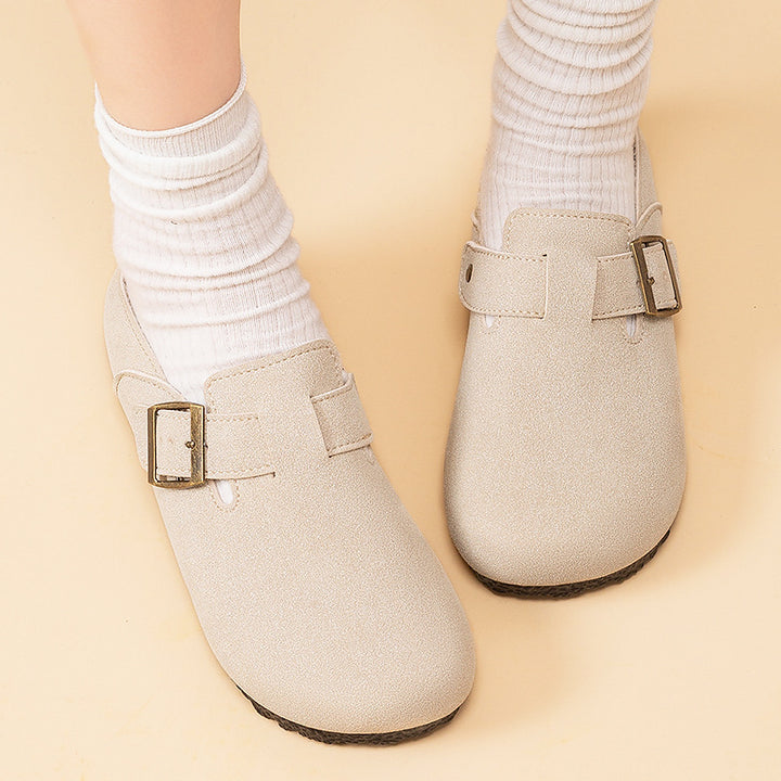 Damen nan gemütliche Nubuk-Slipper Clog mit verstellbarer Messingschnalle und ergonomischem Memory-Fußbett Echo Archiv