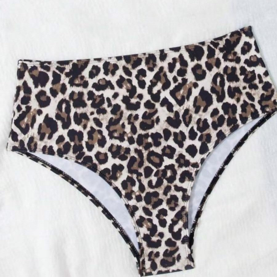 Damen Hoch tailliertes Bikini-Set mit gepolstertem Oberteil und animalischem Muster Echo Archiv