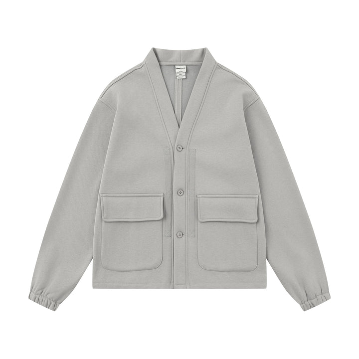Unisex Oversize Sweatjacke mit Schalkragen und aufgesetzten Taschen Echoarchiv