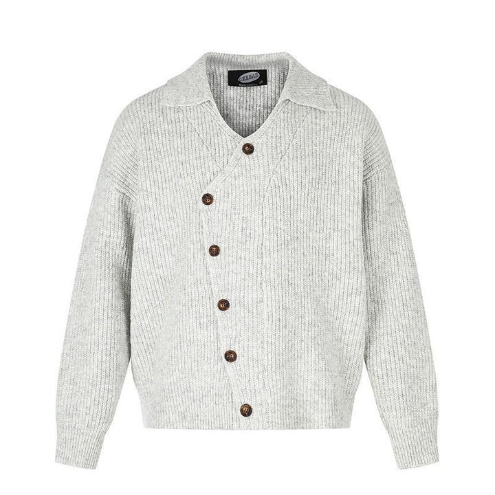 Damen Oversize Strickjacke mit asymmetrischer Knopfleiste und Hemdkragen Echoarchiv