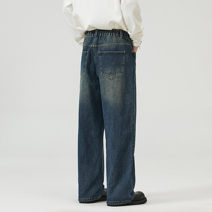 Herren Weite Relaxed-Jeans mit hohem Bund Used-Waschung und geradem Bein Echo Archiv