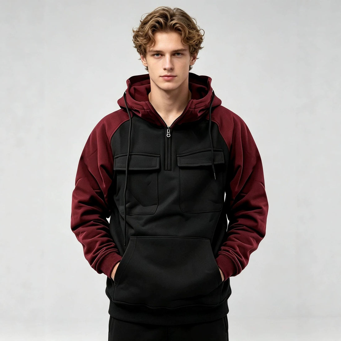 Herren Sportlicher Kapuzenpullover mit Funktionalen Taschen – Cavarno