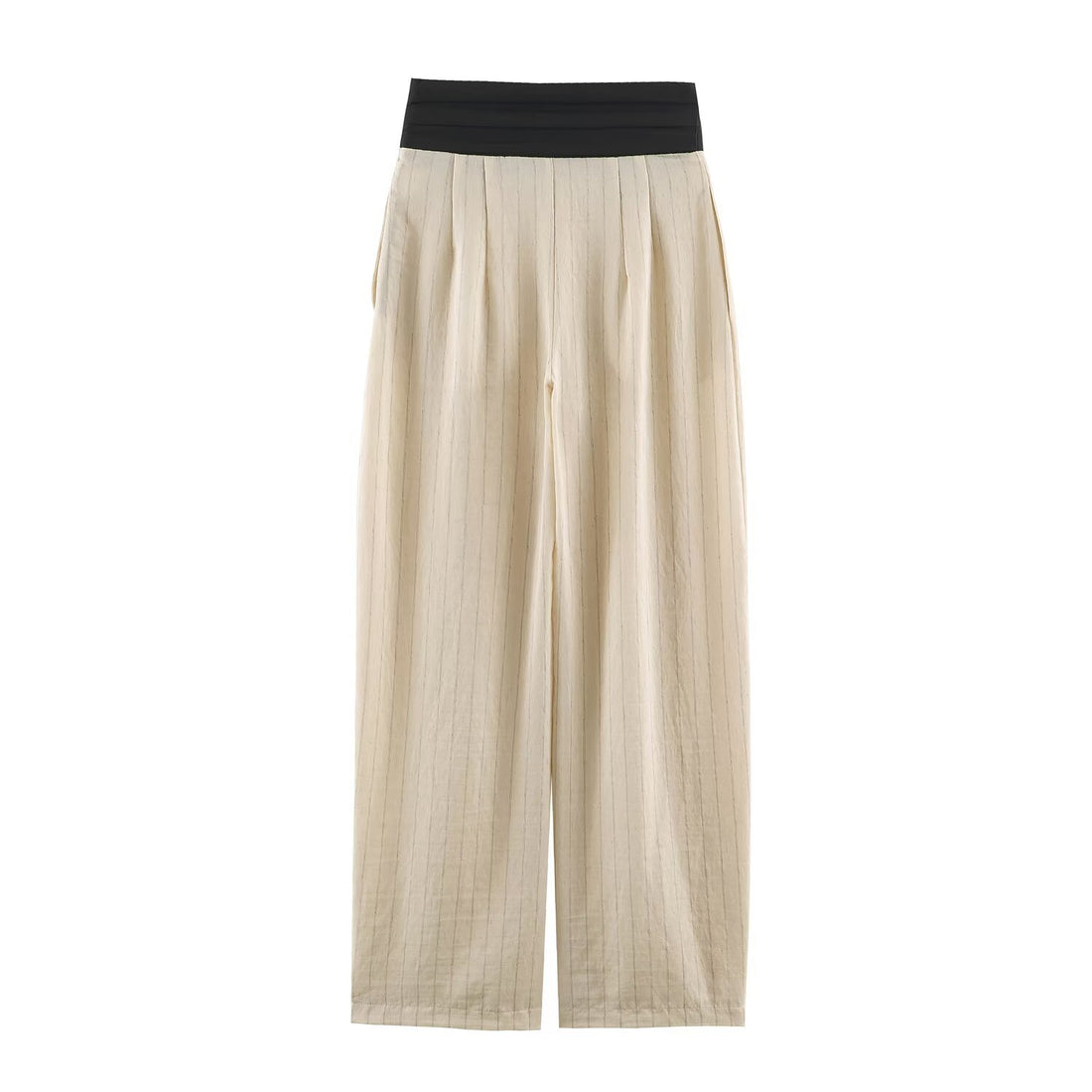 Damen Weite Leinenoptik-Hose mit hohem Komfortbund Echoarchiv