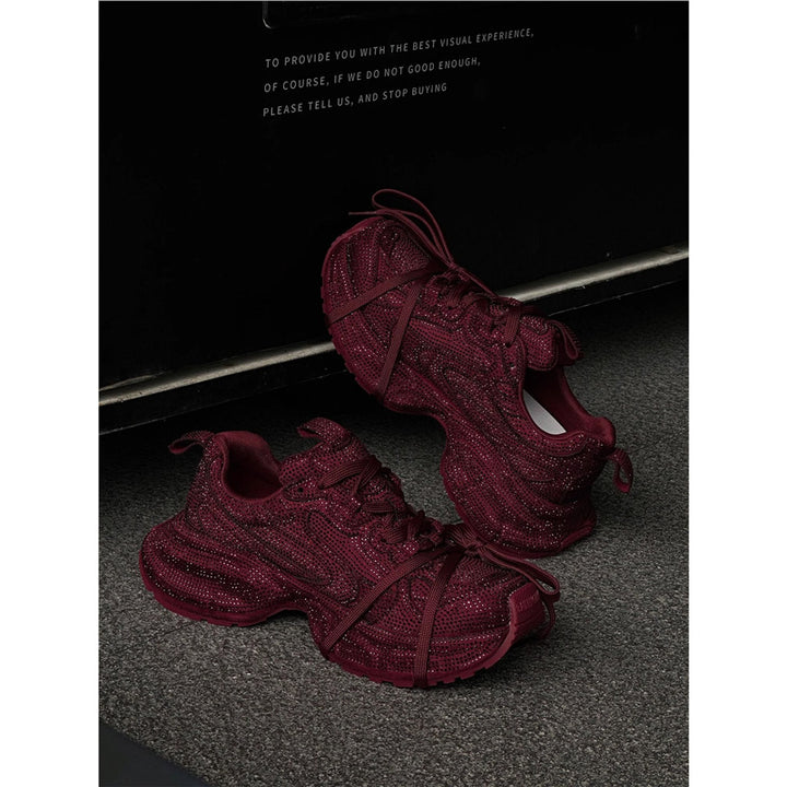 Damen Chunky Plateau-Sneaker mit gewellter Profilsohle und glitzernder Mesh-Optik Echo Archiv