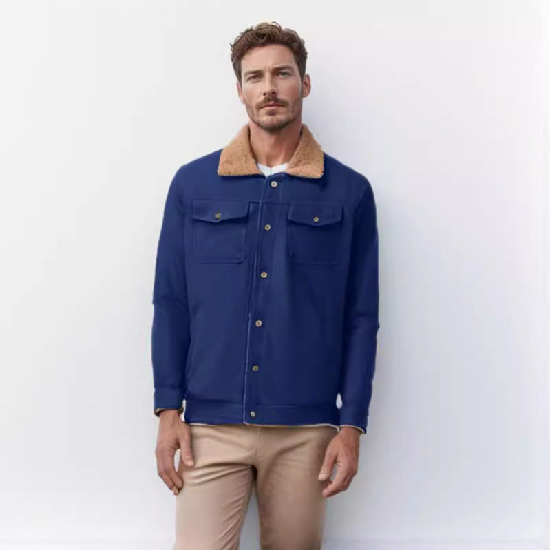 Herren schicke Arbeitsjacke mit weichem Kragen aus Kunstfell Echoarchiv