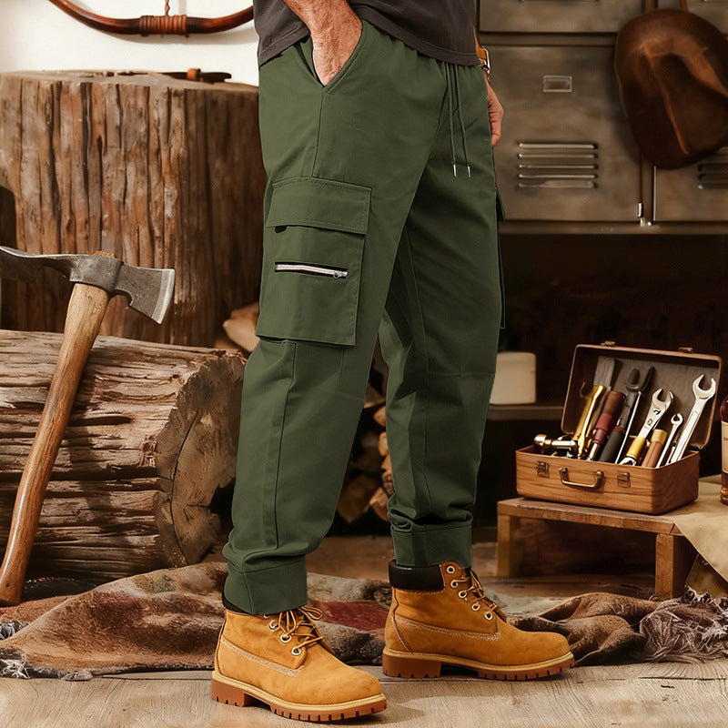 Herren Cargo-Jogginghose mit Multifunktionalen Reißverschluss-Taschen & Elastischem Bündchen – Bravaro