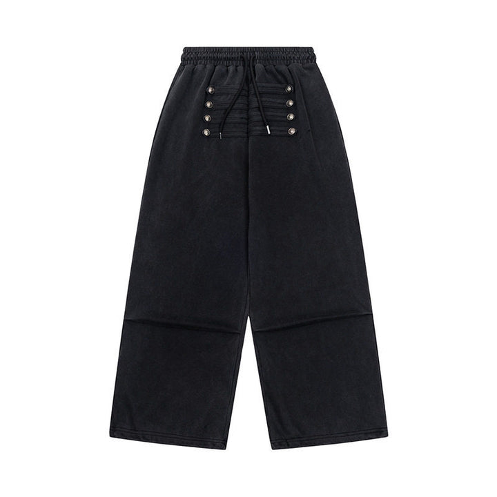 Damen Weite Culotte-Hose mit hohem Gummibund, Kordelzug und dekorativer Knopfblende Echoarchiv