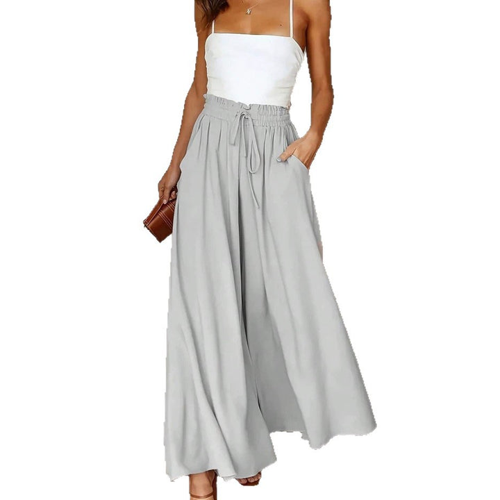 Damen Weite Maxipalazzo-Hose mit Paperbag-Bund, Kordelzug und Seitentaschen – Avélisse