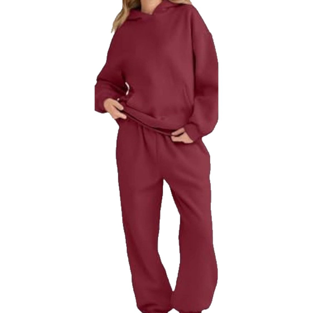 Damen Lässiges Hoodie-Jogging-Set aus French Terry mit Oversize-Kapuzenpullover und hochgeschnittener Jogginghose – Auréline