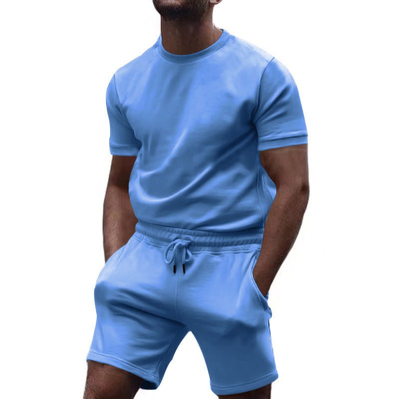 Herren lässiges Sportoutfit mit Rundhalsausschnitt und elastischer Shorts Echoarchiv