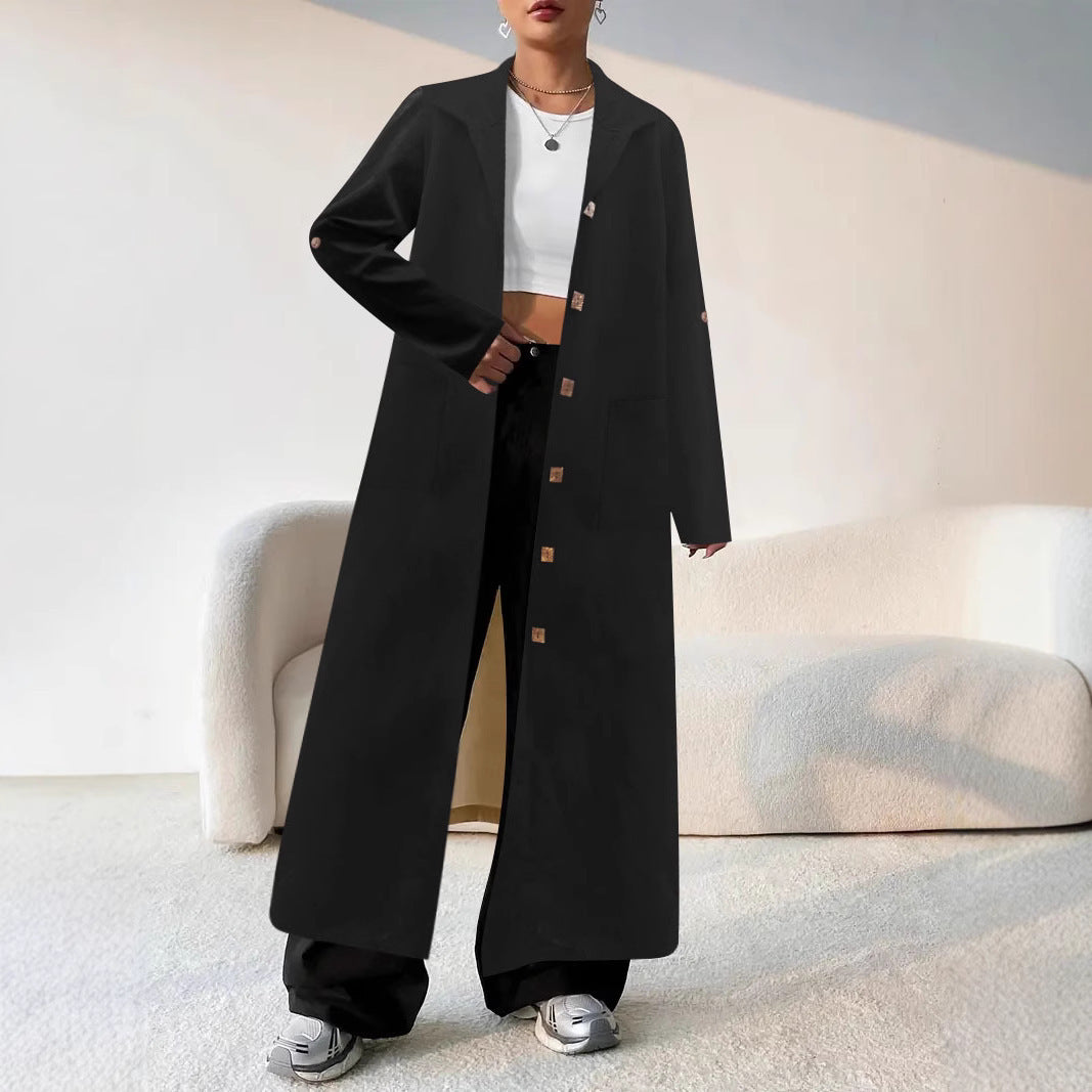 Damen Longline-Mantel mit Hemdkragen und Oversize-Silhouette Echoarchiv