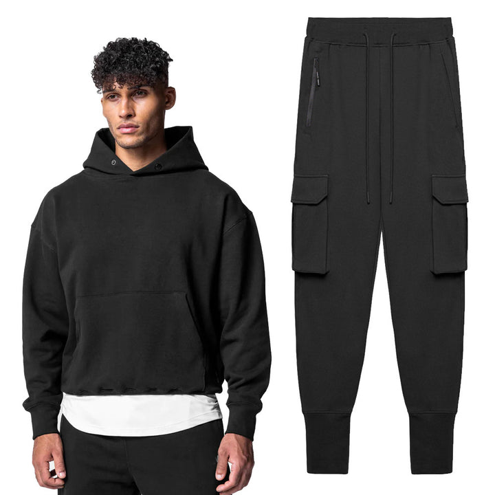 Herren Modischer Kapuzenpullover mit Cargo Jogginghose Echoarchiv