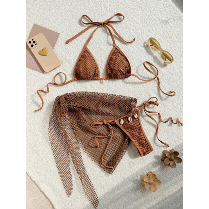 Damen Netz-Bikini-Set mit modischen Schleifen und Muscheldetails Echo Archiv