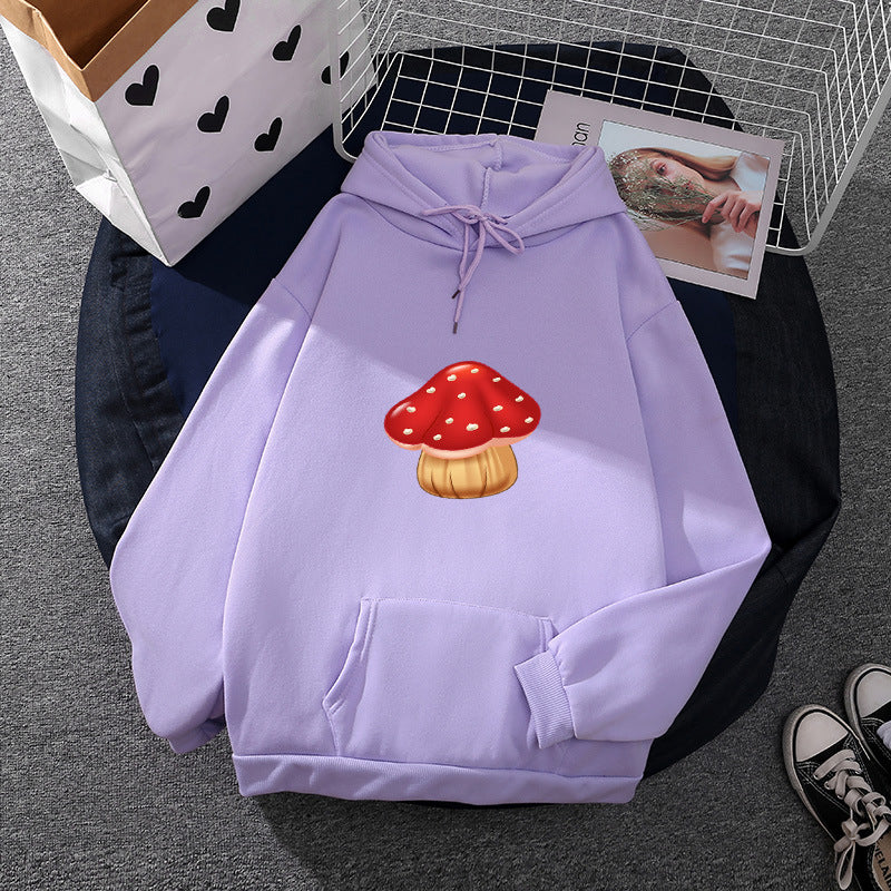 Damen leichter Oversize Kapuzenpullover mit Herz‑EKG‑Motiv, langen Kordeln und elastischem Bund – Auréline