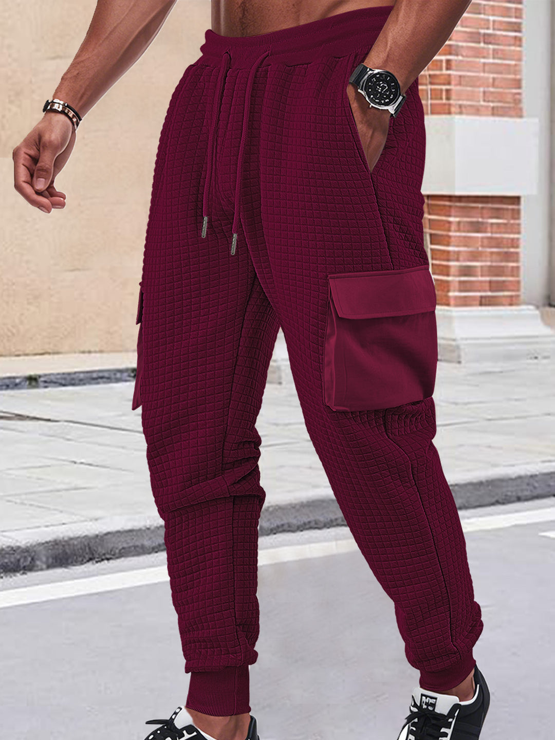 Herren Cargo-Jogginghose mit strukturierter Waffelstruktur und seitlichen Taschen Echoarchiv