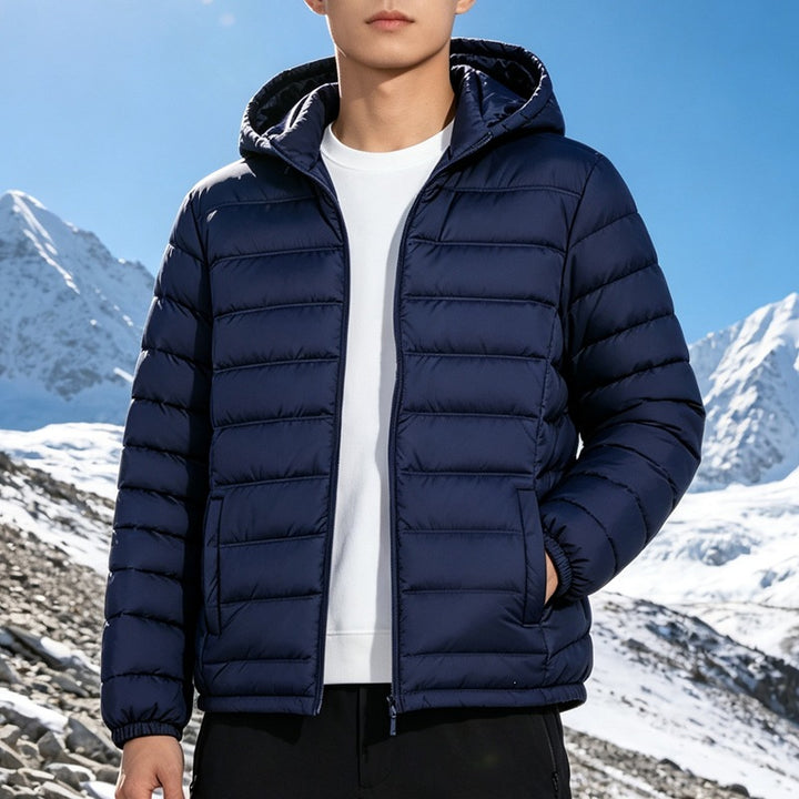 Herren Wattierte leichte Kapuzensteppjacke mit Thermofüllung und durchgehendem Reißverschluss Echo Archiv