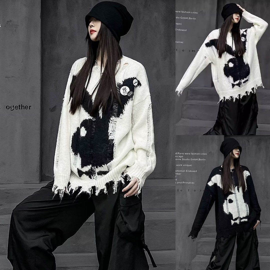 Damen Modischer Strickpullover mit einzigartigem Motiv Echoarchiv