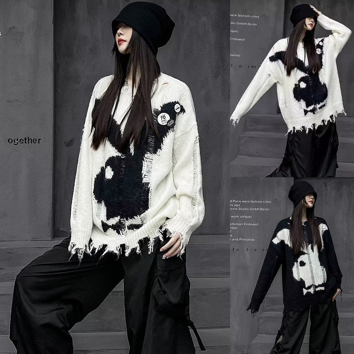 Damen Modischer Strickpullover mit einzigartigem Motiv Echoarchiv