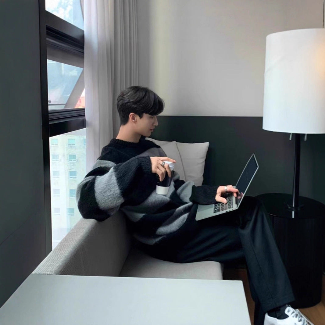 Herren Lässiger Strickpullover mit Streifen Echoarchiv