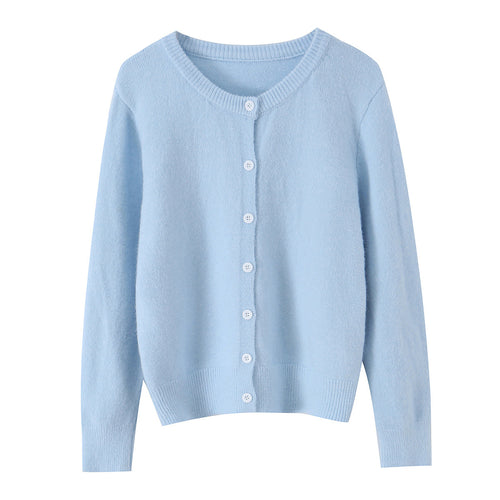 Damen Feinstrick-Cardigan mit Rundhals und durchgehender Knopfleiste Echoarchiv