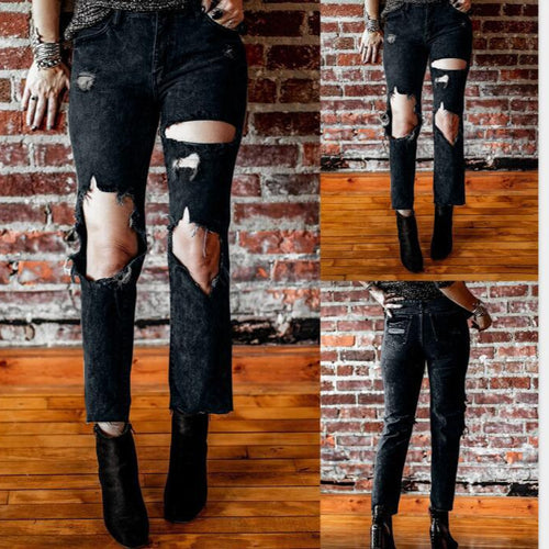 Damen Destroyed Jeans mit hoher Taille und lässigem Schnitt Echo Archiv