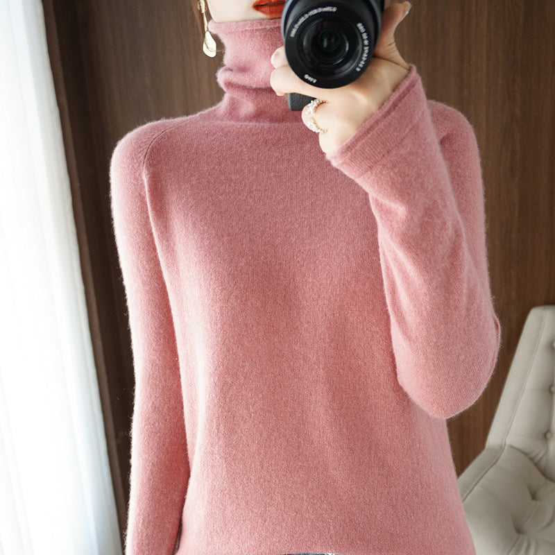 Damen Weicher Rollkragenpullover aus Kaschmir‑Look mit Daumenloch und figurbetonter Silhouette Echoarchiv