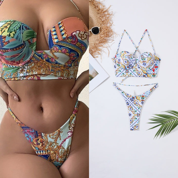 Damen Bügel-Bikini-Set mit floralen Akzenten Echo Archiv