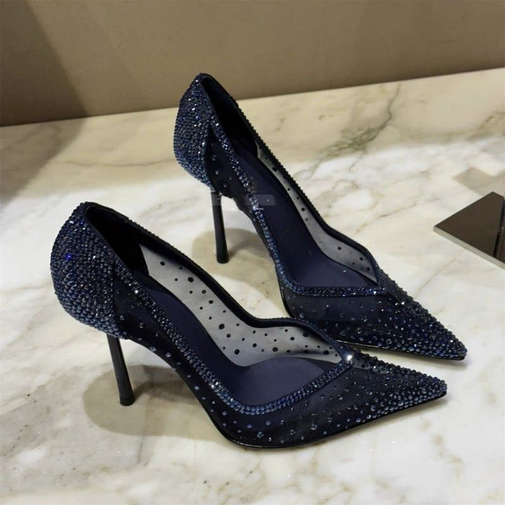 Damen Transparente Mesh‑Stiletto‑Pumps mit spitzer Zehenpartie und Strassbesatz Echo Archiv