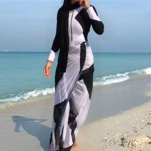 Damen modischer UV-Schutz-Schwimmanzug mit langen Ärmeln Echo Archiv