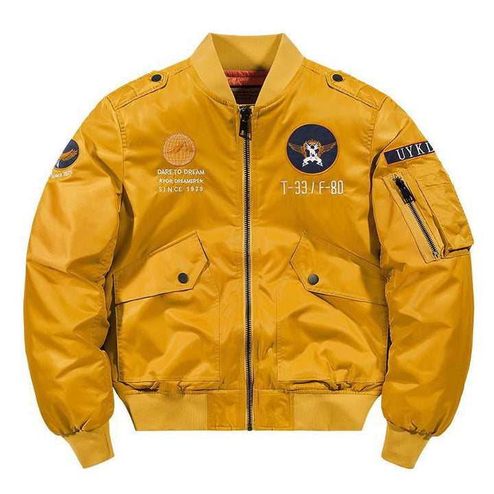 Herren Aviator-Bomberjacke im Military-Look mit gestepptem Thermofutter und Schulterpatches Echoarchiv