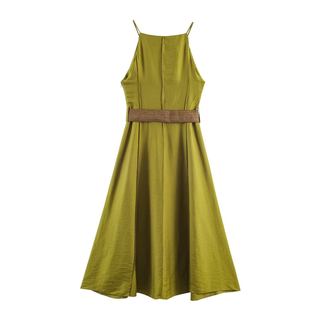 Damen Maxikleid mit schwingendem Saum und dekorativem Gürtel Echo Archiv