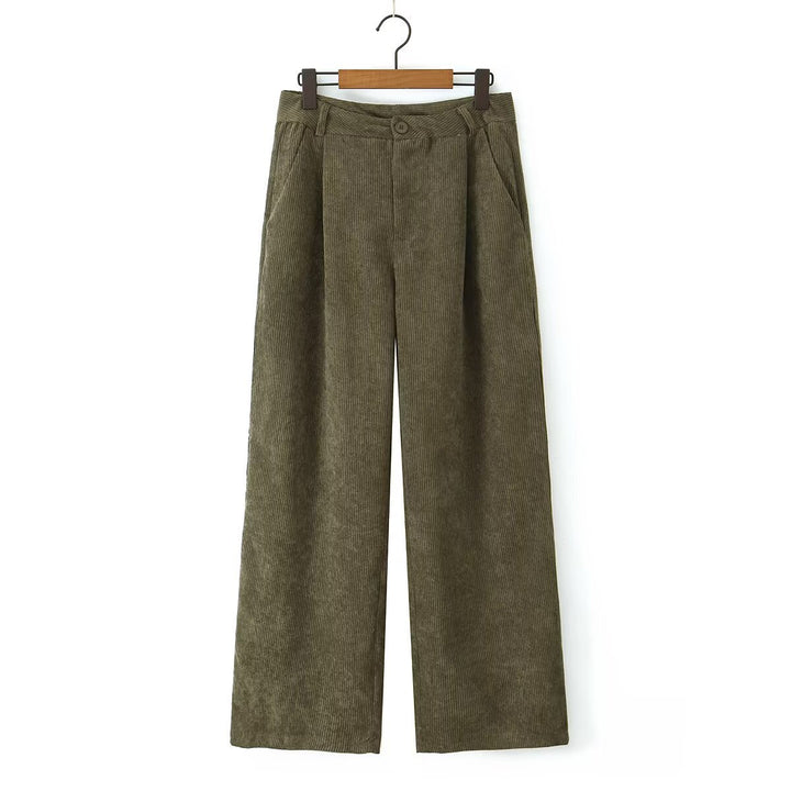 Damen Hochtaillierte Cordhose mit weitem Bein und Bundfalten Echo Archiv