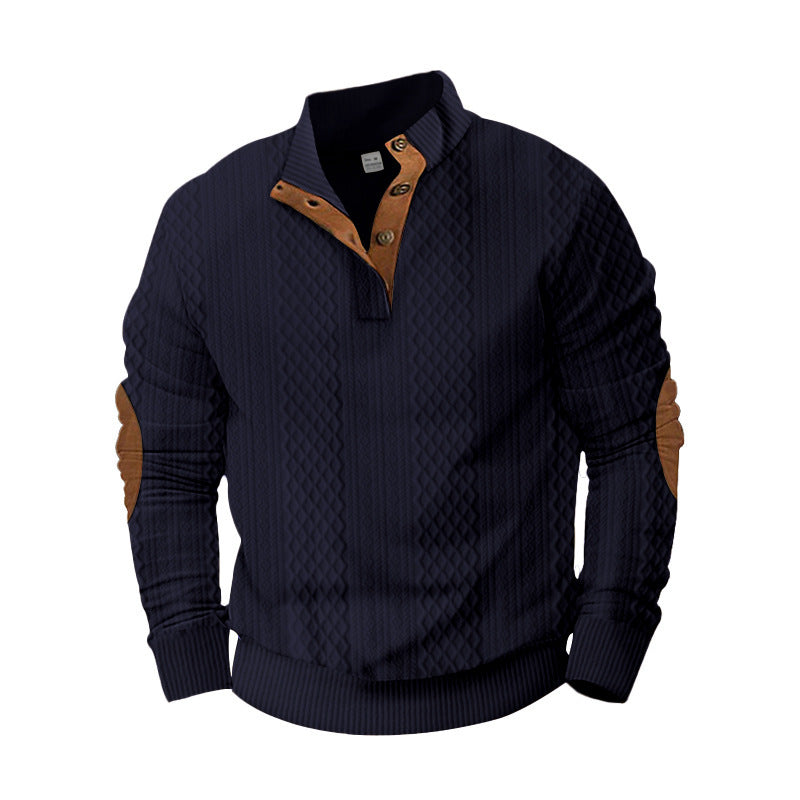 Herren modischer Strickpullover mit innovativem Kragen und eleganten Kontrastdetails Echoarchiv