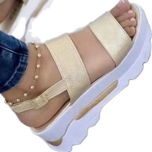 Damen Plateau-Sandalen mit Elastischem Riemen und Rutschfester Sohle Echoarchiv