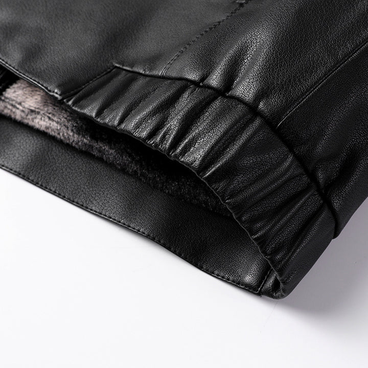 Herren Glattes Lederimitatjacke mit verdecktem Reißverschluss und Hemdkragen Echo Archiv