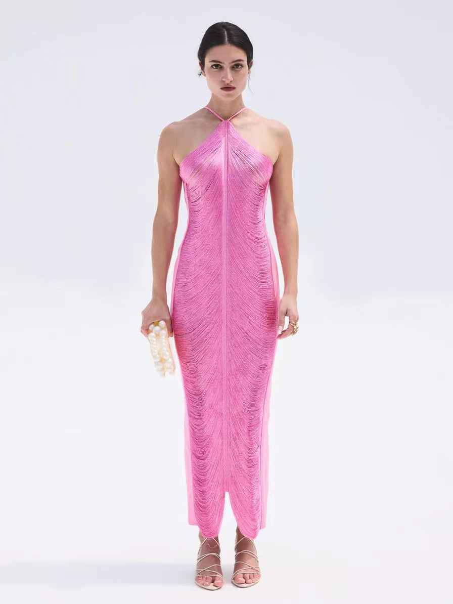 Damen Langkleid mit raffiniertem Schlitz und elegantem Kragen Echo Archiv
