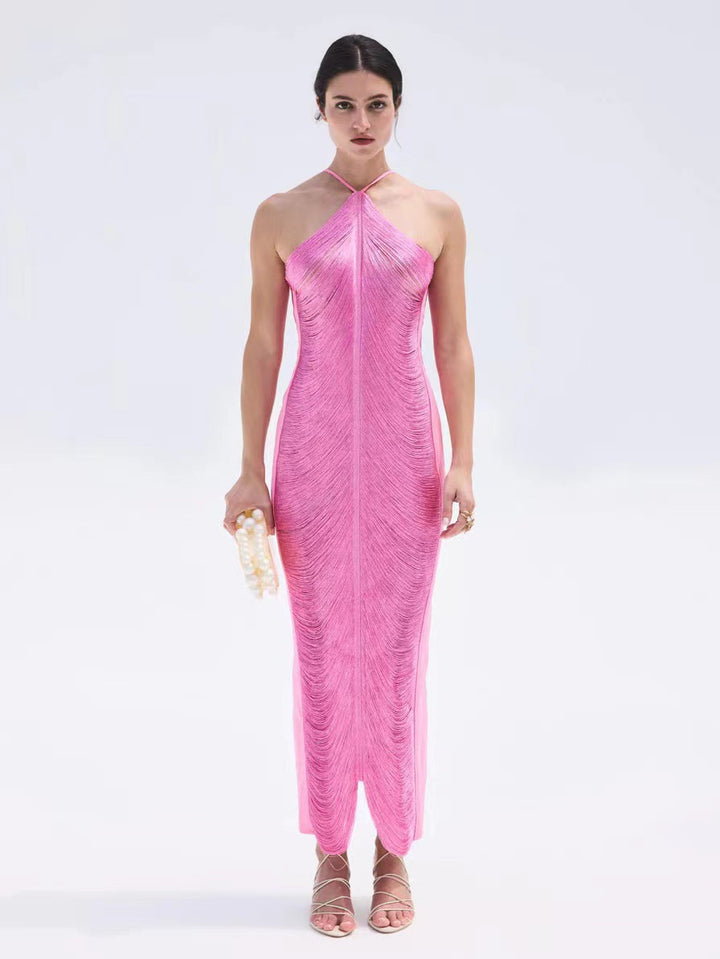 Damen Langkleid mit raffiniertem Schlitz und elegantem Kragen Echo Archiv