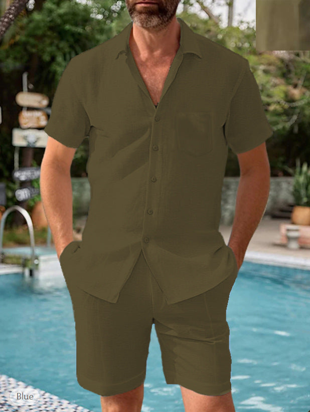 Herren luftiges Kurzarm-Hemd und Shorts Set Echoarchiv