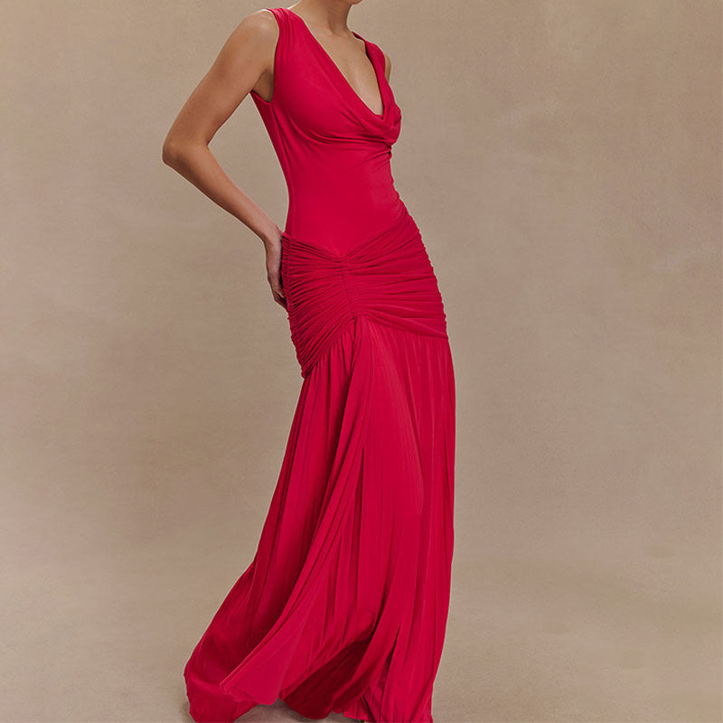 Damen Elegantes Maxikleid mit drapiertem Oberteil Echo Archiv