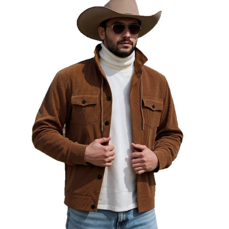 Herren Cordjacke mit verstellbarem Kordelzug und praktischen Brusttaschen Echoarchiv