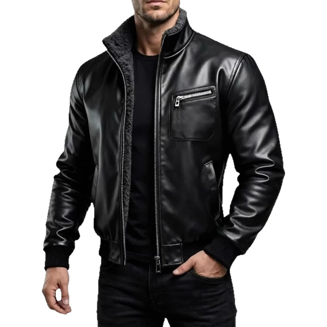 Herren Lederjacke mit Innenfutter – Valtoré