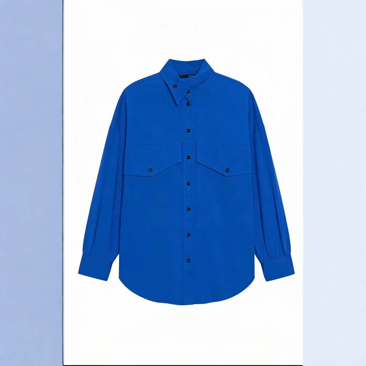 Damen Oversize-Hemdbluse mit großen Pattentaschen und verlängertem Saum Echo Archiv