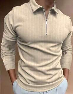 Herren Poloshirt mit Reißverschluss und Streifenmuster Echoarchiv