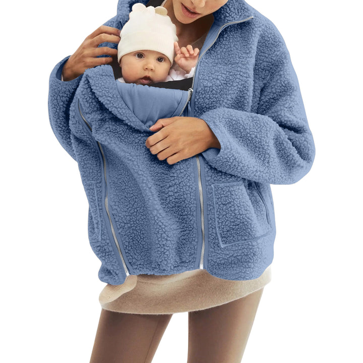 Damen nan oversized Teddyfleece Jacke mit Stehkragen und durchgehendem Reißverschluss Echo Archiv