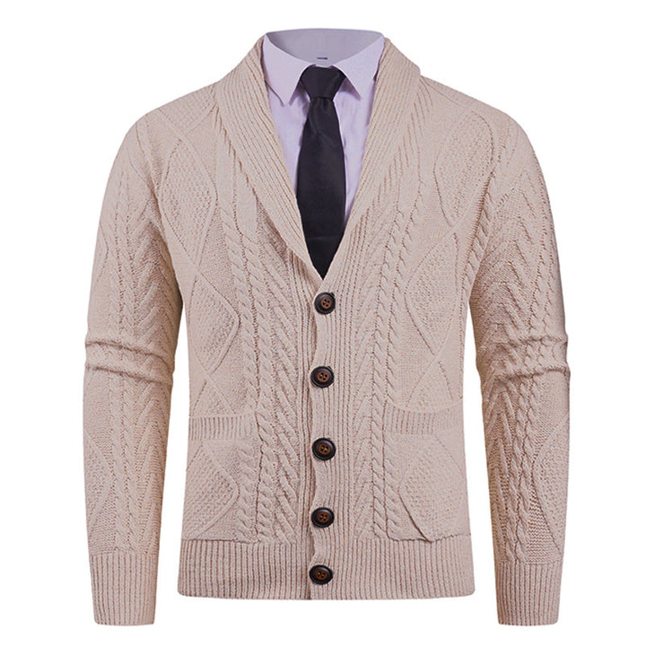 Herren nan Strickcardigan mit Schalkragen, Zopfmuster, aufgesetzten Taschen und Knopfleiste Echo Archiv