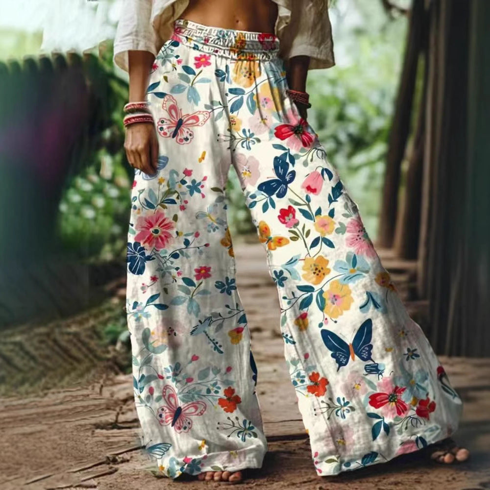 Damen Weite Palazzohosen mit floralem Druck Echo Archiv