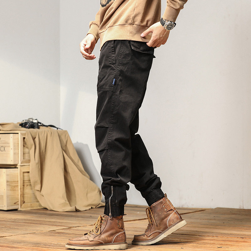 Herren Relaxed-Fit Canvas-Cargo-Jogger mit elastischem Tunnelzugbund, aufgesetzten Fronttaschen und Reißverschluss-Bündchen Echo Archiv